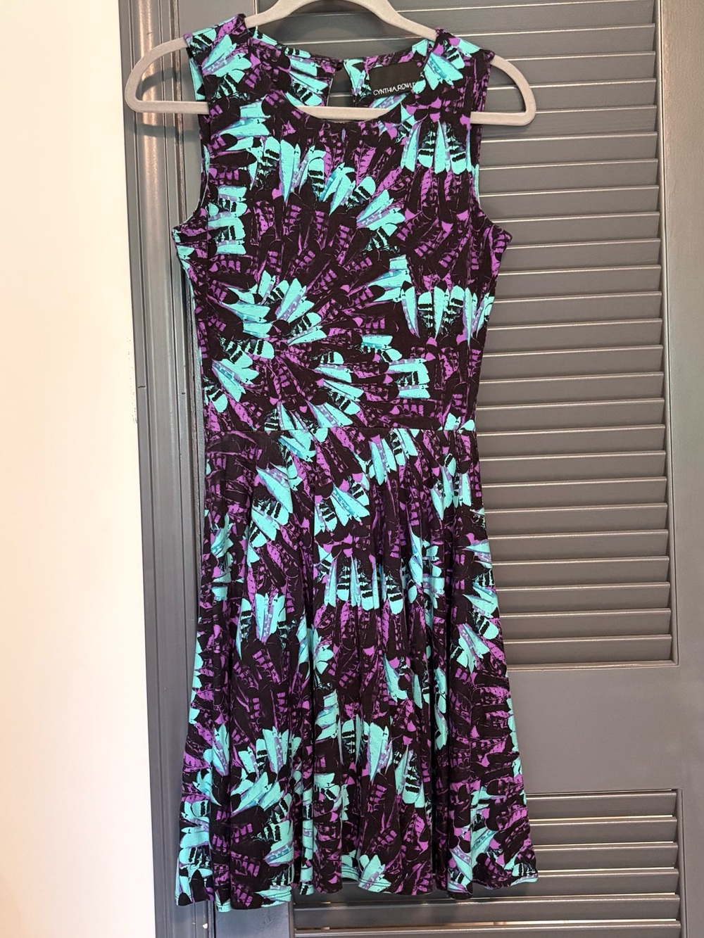 Cynthia Rowley Teal and Purple Floral Swing Dress